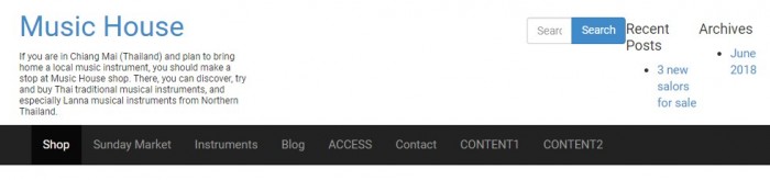 Top of the published site (Smart Web Creator with Aadya theme)